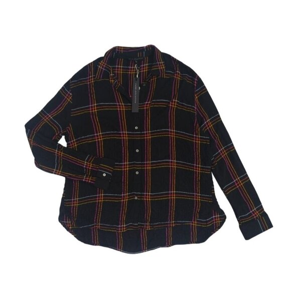 Jane + Delancey Black Plaid Button-Up Shirt Women’s M Cotton Relaxed Fit. NWT - Picture 5 of 10